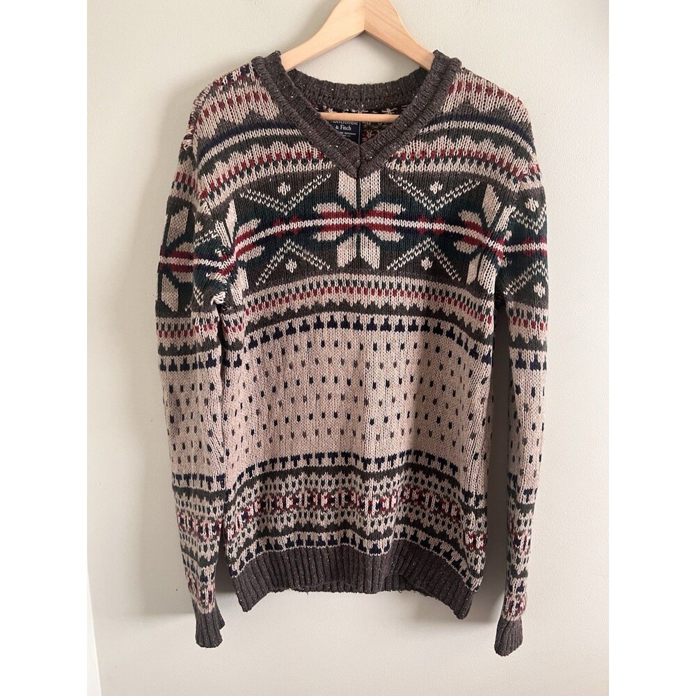 Abercrombie And Fitch Men’s Sweater Size Large V- Neck  Marino Wool Blend